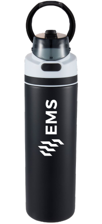 EMS - SM-965 - Bouteille en acier inoxydable recyclé avec paille rabattable